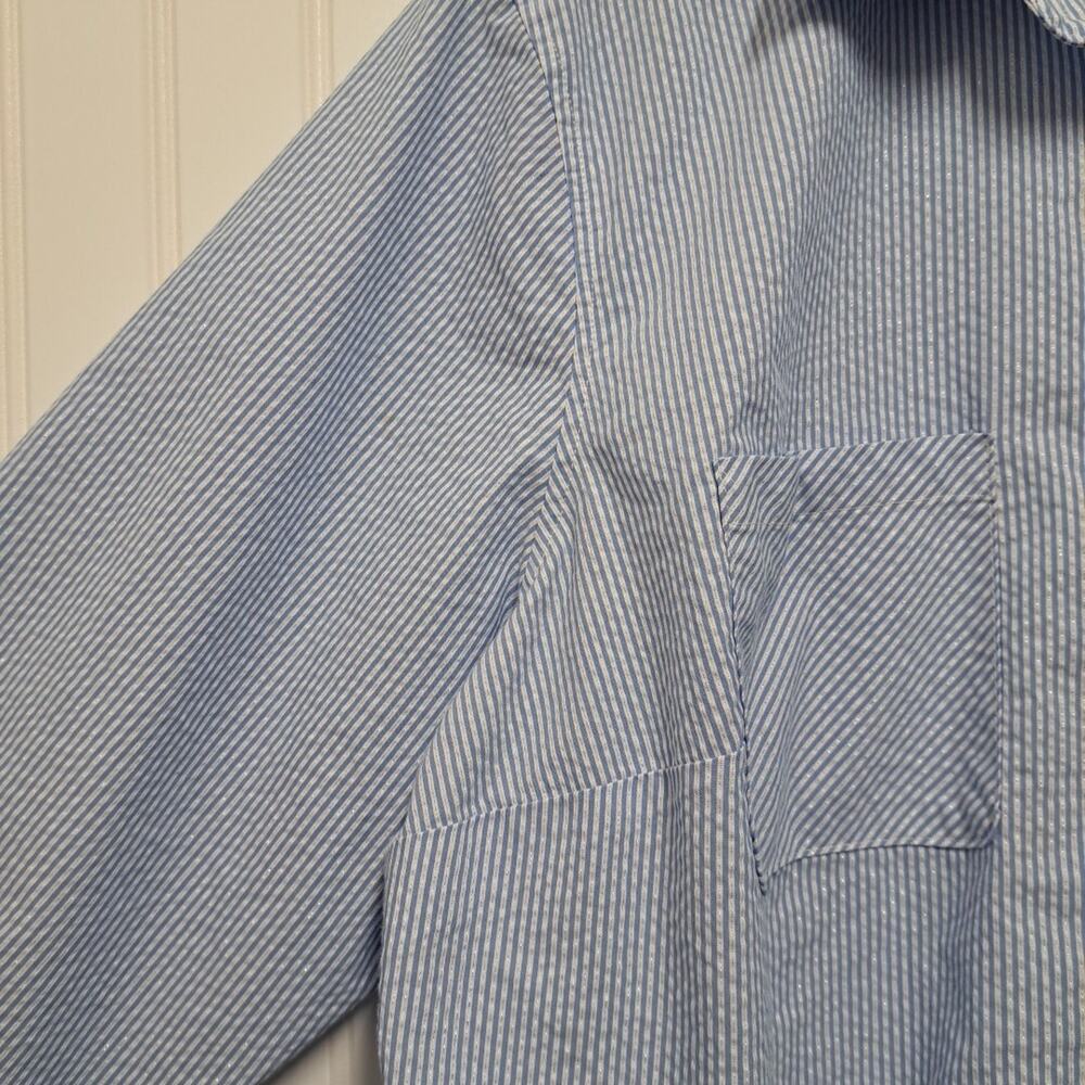Ava & Viv Long Sleeve Shirt Womens 1X Blue White Striped Button Up Top Coastal - Picture 5 of 14